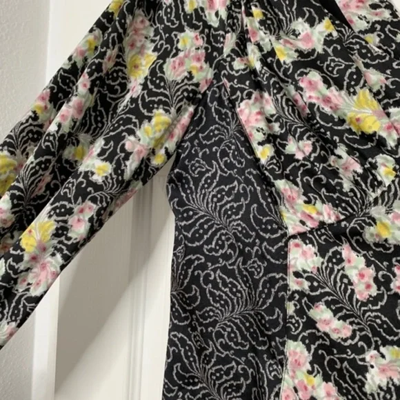 ❤️ CINQ A SEPT WOMENS MIXED PRINT DOUBLE V MIDI DRESS NWOT - Picture 8 of 13